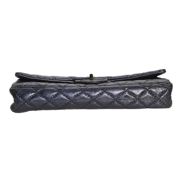 Chanel 2.55 East West Metallic Blue Quilted Leather bag / clutch - baguette size - Picture 9 of 16